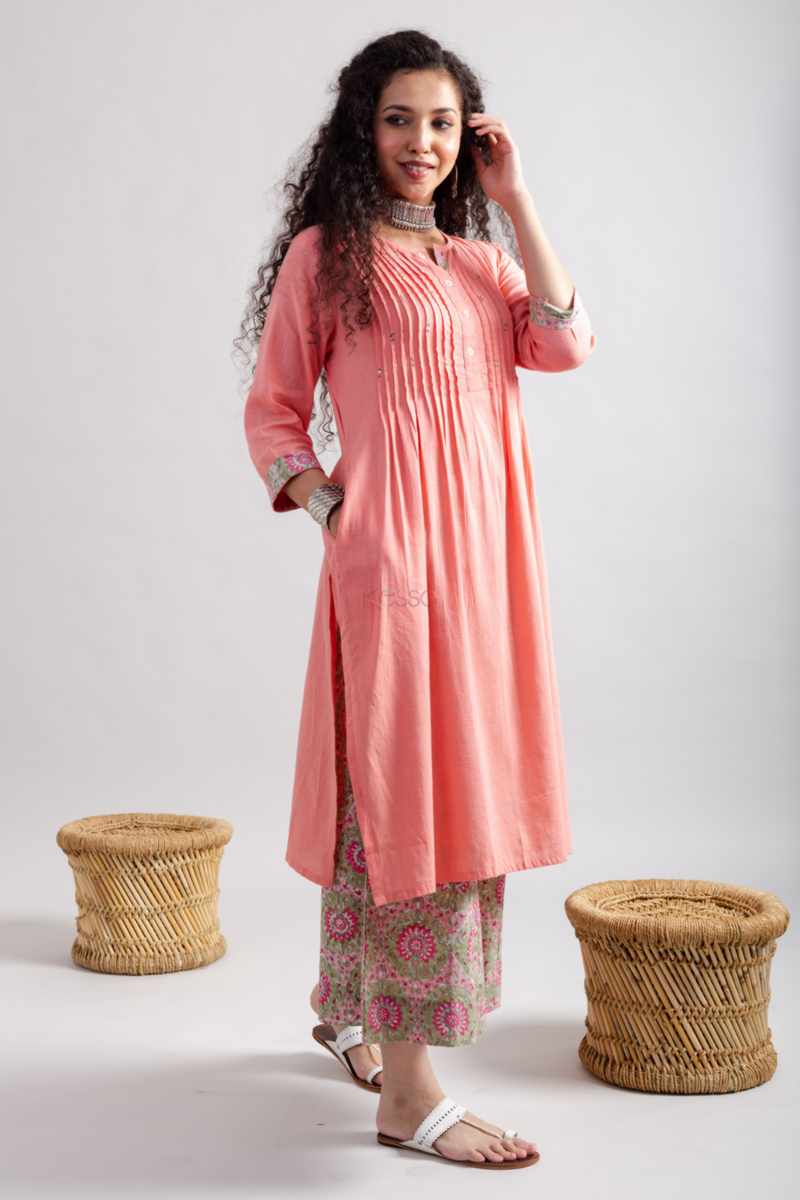 Image for Kusvaa Vcr206 Jaishree Cotton Slub Kurta Pant Set Side