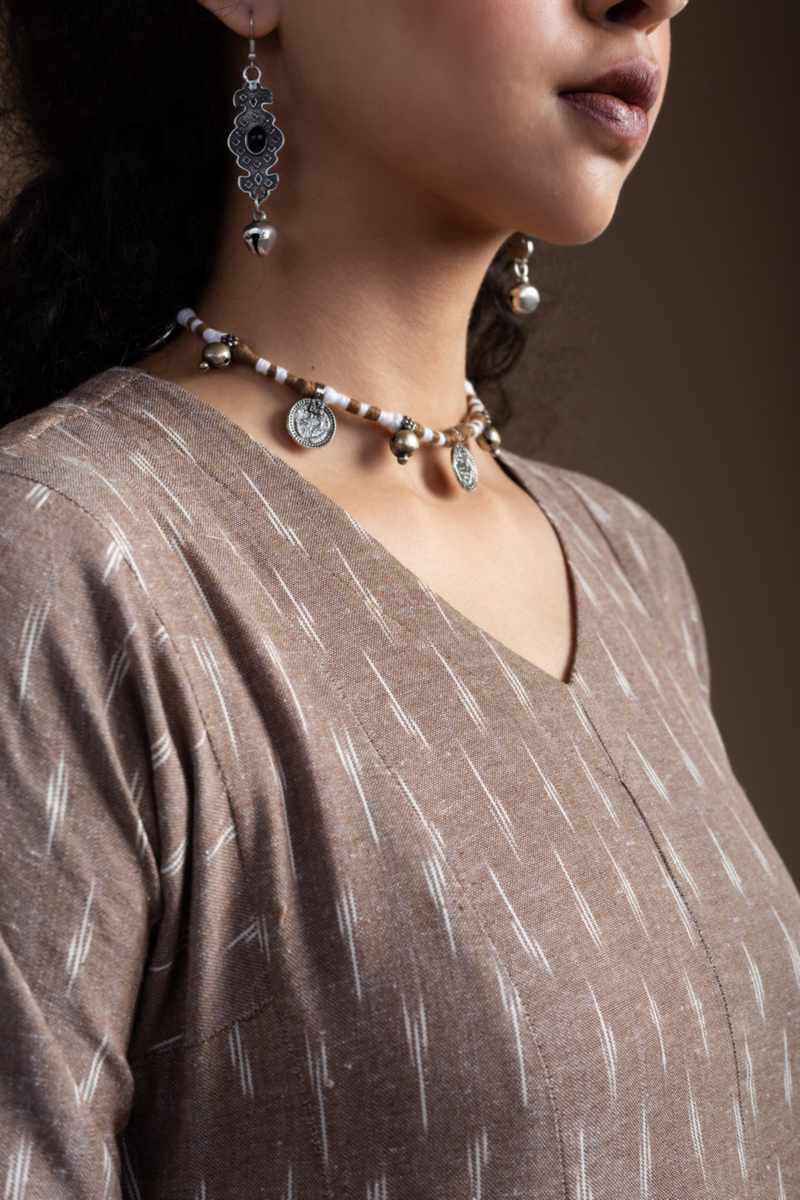 Image for Kusvaa Ws1002 Arunima Ikkat A Line Dress Closeup New
