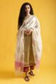 Image for Kusvaa Wsr313 Mohana Handblock Print Kurta With Chanderi Dupatta Featured New