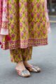 Image for Kusvaa Wsr398 Gauri Handblock Cotton Complete Suit Set Closeup 2 New