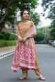 Image for Kusvaa Wsr398 Gauri Handblock Cotton Complete Suit Set Side New