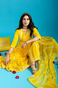 Image for Kusvaa Avdaf257 Garima Cotton Complete Suit Set Sitting