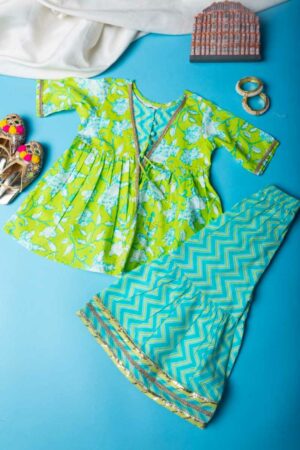 Image for Kusvaa Mbe96 Eshana Girls Cotton Kurta Pant Set Featured