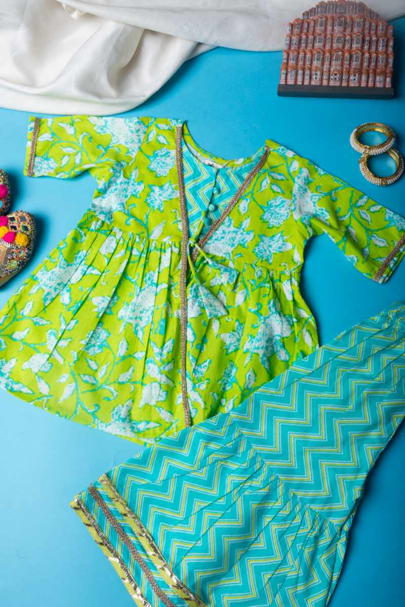 Image for Kusvaa Mbe96 Eshana Girls Cotton Kurta Pant Set Front