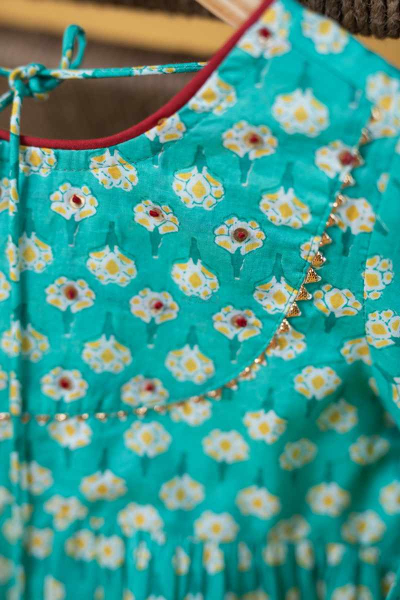 Image for Kusvaa Mbe99 Shreya Girls Cotton Frock Closeup