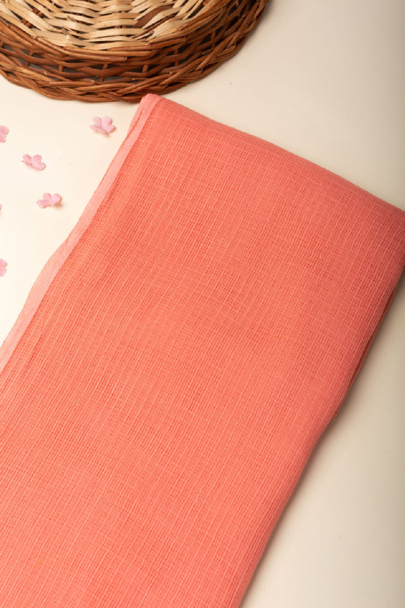 Image for Kusvaa Rndupatta05 Multi Color Cotton Kota Doria Dupatta Apricotpeeach Front