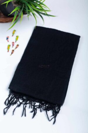 Image for Kusvaa Rndupatta05 Multi Color Cotton Kota Doria Dupatta Black Closeup 2