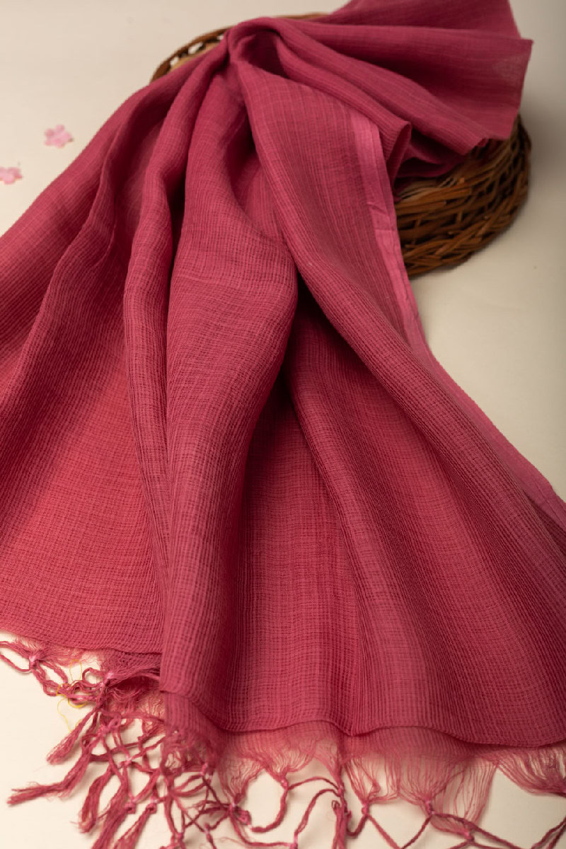 Image for Kusvaa Rndupatta05 Multi Color Cotton Kota Doria Dupatta Darkrosepink Side