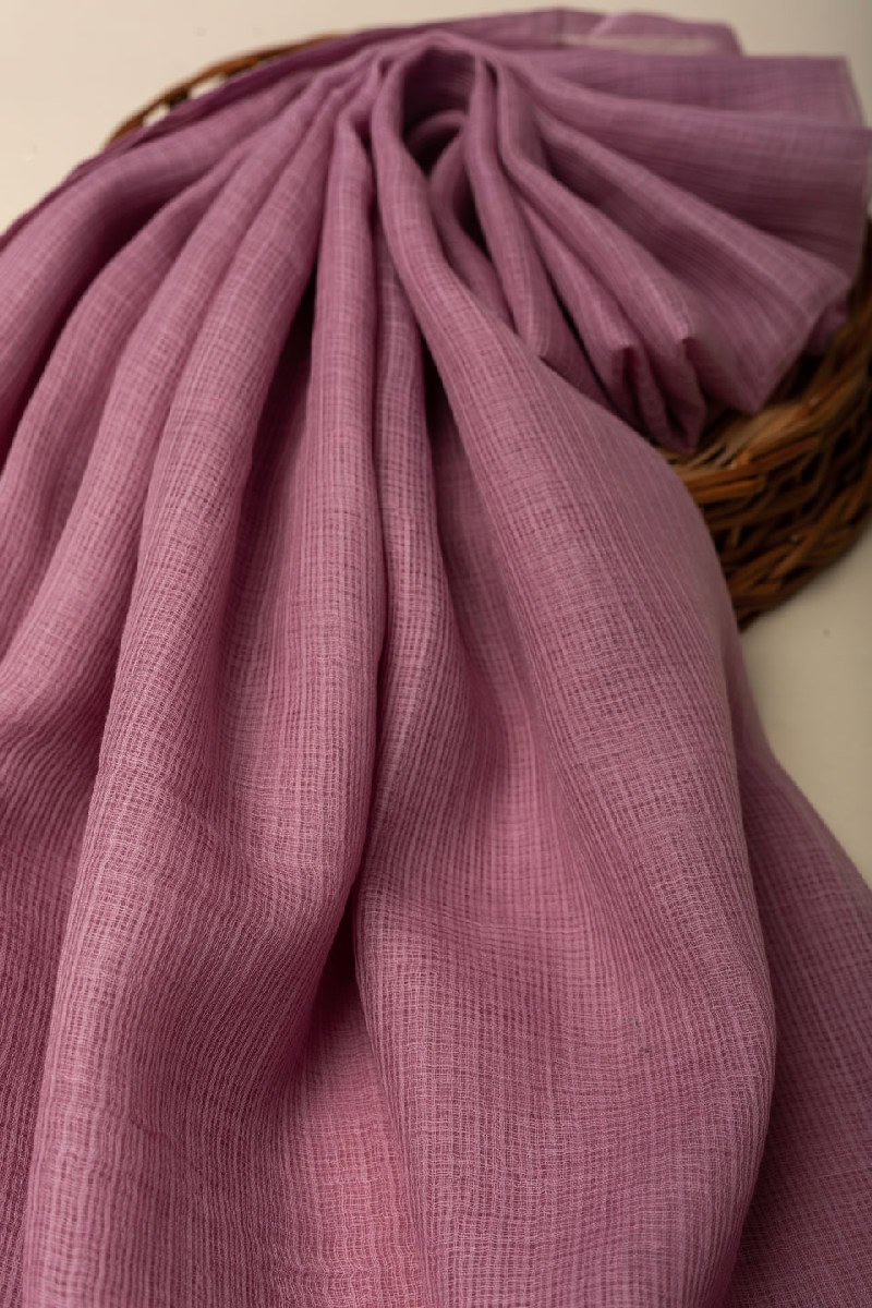 Image for Kusvaa Rndupatta05 Multi Color Cotton Kota Doria Dupatta Lilac Closeup
