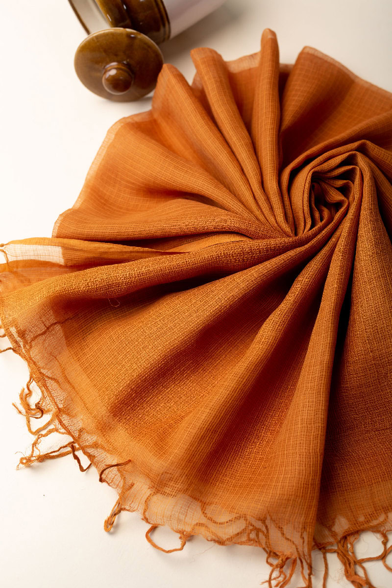 Image for Kusvaa Rndupatta05 Multi Color Cotton Kota Doria Dupatta Mustardyellow Front