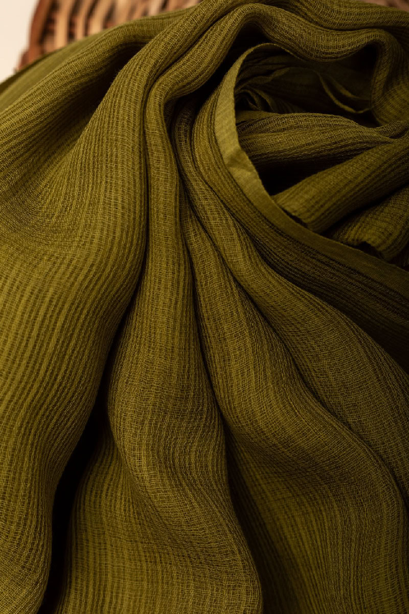 Image for Kusvaa Rndupatta05 Multi Color Cotton Kota Doria Dupatta Olivegreen Closeup