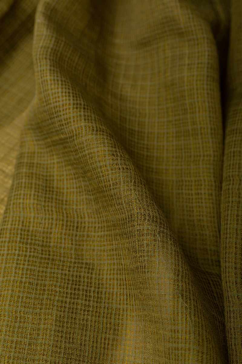 Image for Kusvaa Rndupatta05 Multi Color Cotton Kota Doria Dupatta Olivegreen Closeup