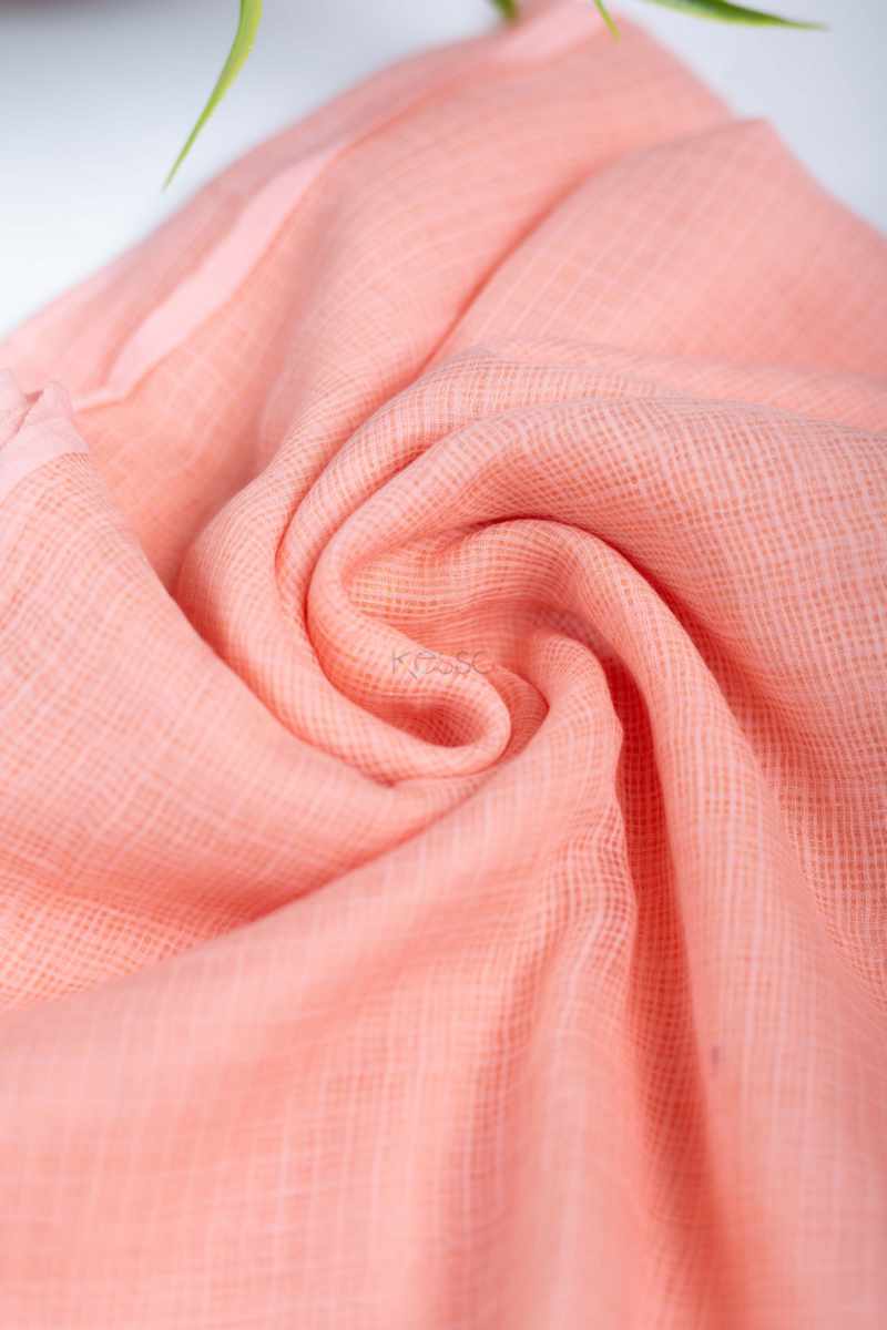 Image for Kusvaa Rndupatta05 Multi Color Cotton Kota Doria Dupatta Peach Closeup