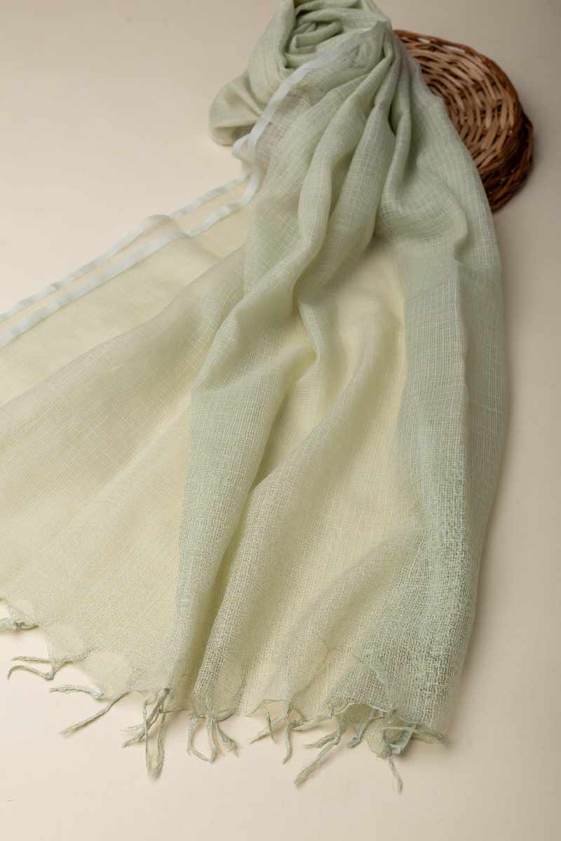 Image for Kusvaa Rndupatta05 Multi Color Cotton Kota Doria Dupatta Pistagreen Featured