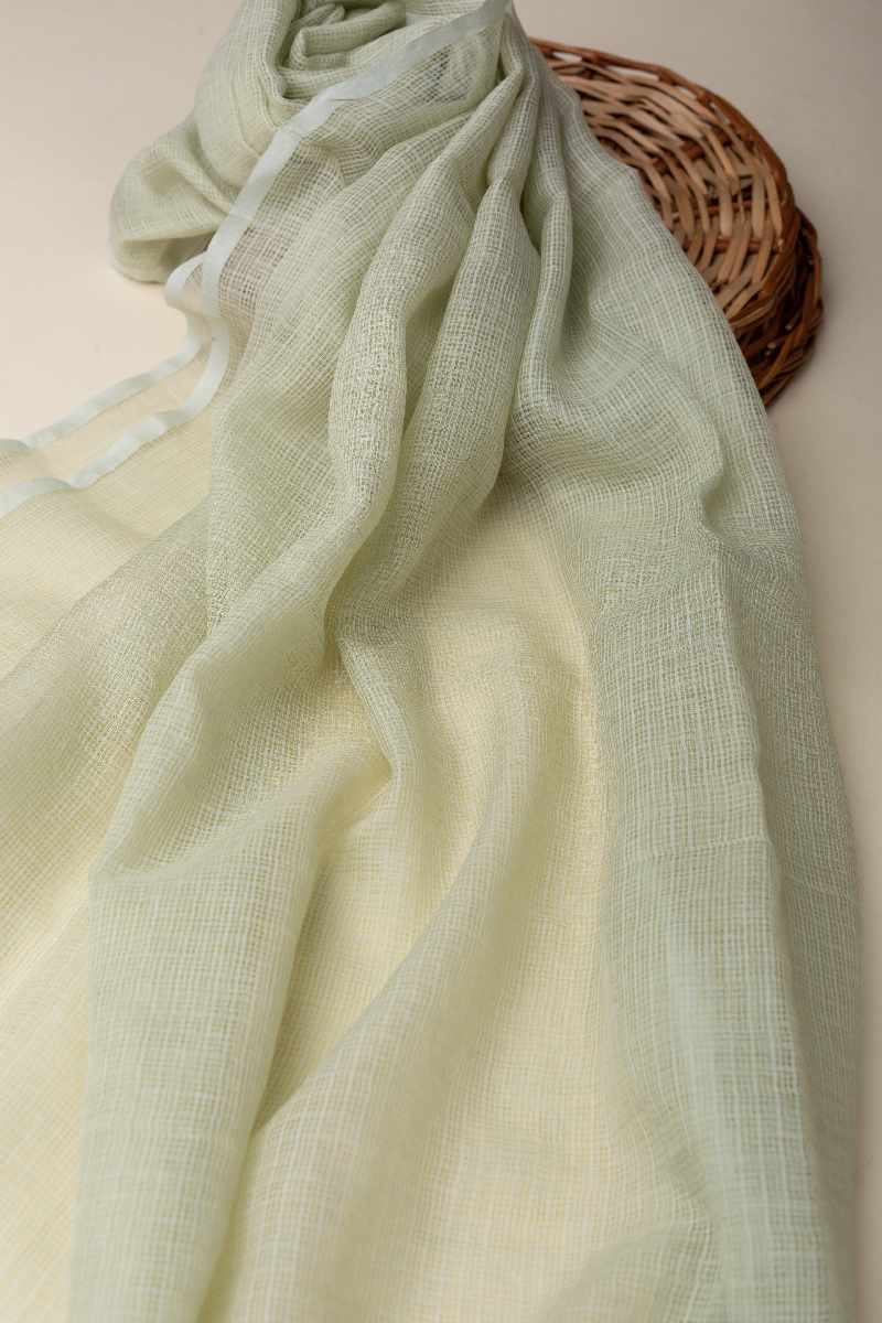 Image for Kusvaa Rndupatta05 Multi Color Cotton Kota Doria Dupatta Pistagreen Front