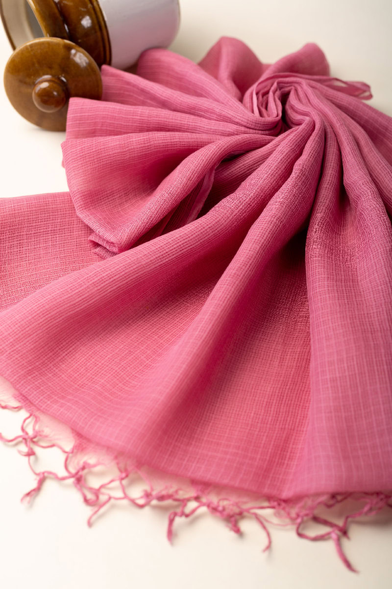 Image for Kusvaa Rndupatta05 Multi Color Cotton Kota Doria Dupatta Rosepink Front