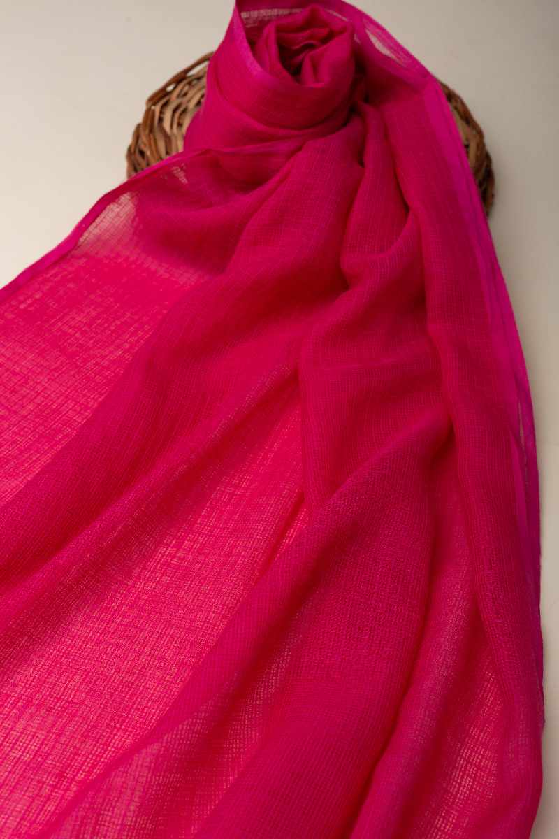 Image for Kusvaa Rndupatta05 Multi Color Cotton Kota Doria Dupatta Rosepink Side
