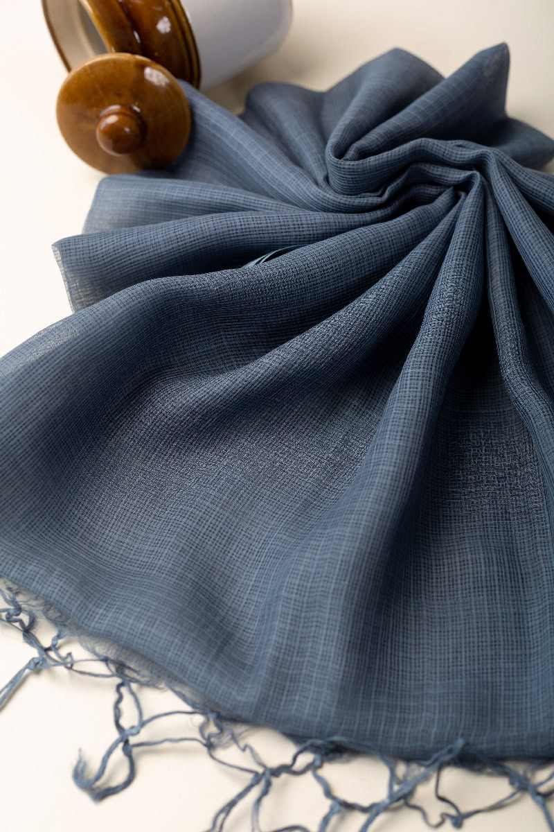 Image for Kusvaa Rndupatta05 Multi Color Cotton Kota Doria Dupatta Slatygrey Side