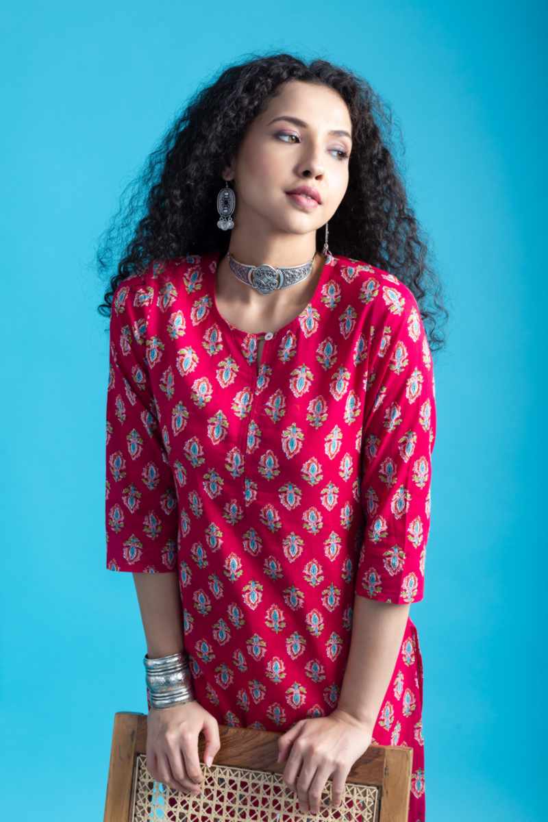 Image for Kusvaa Vcr214 Agrata Cotton Butti Print Kurta Featured
