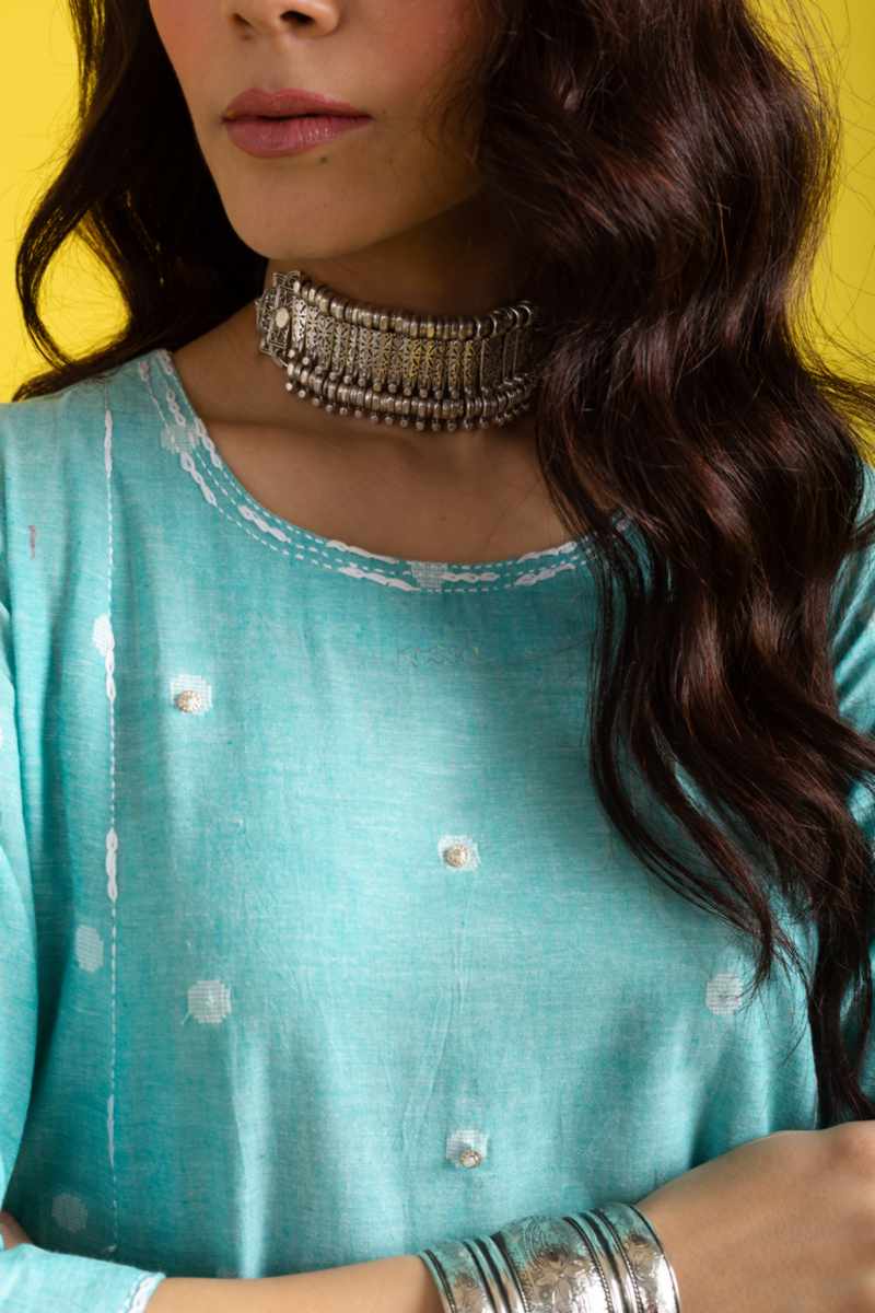 Image for Kusvaa Ws1039 Jasleen South Cotton A Line Kurta Closeup