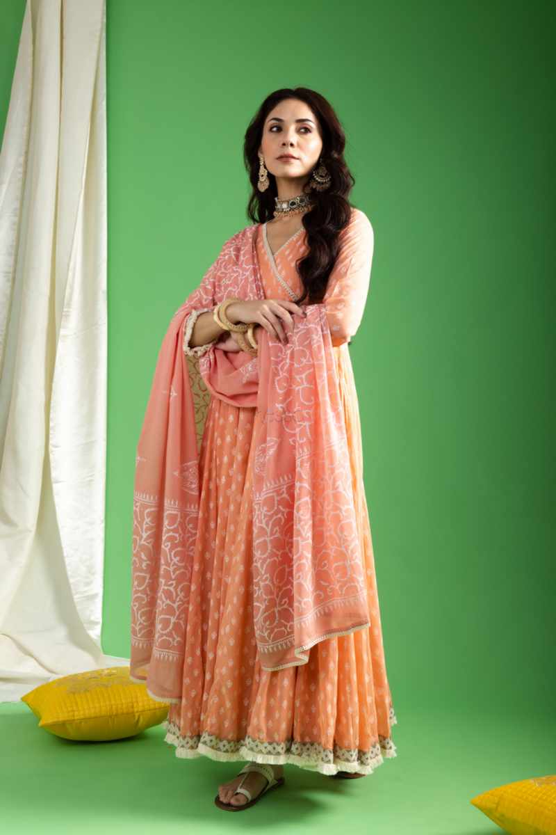Image for Kusvaa Ws1044 Navleen Cotton Kalidar Kurta Dupatta Set Front