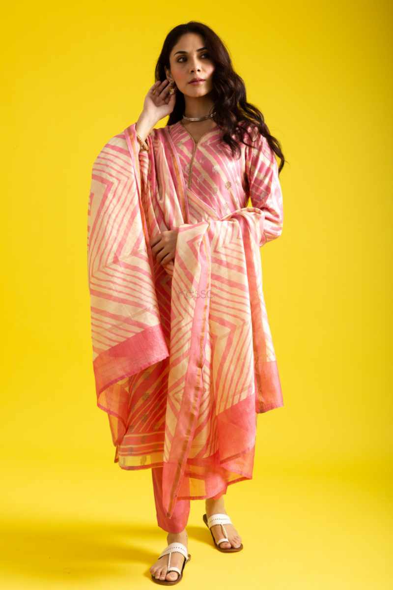 Image for Kusvaa Ws1045 Noor Chanderi Complete Suit Set Side
