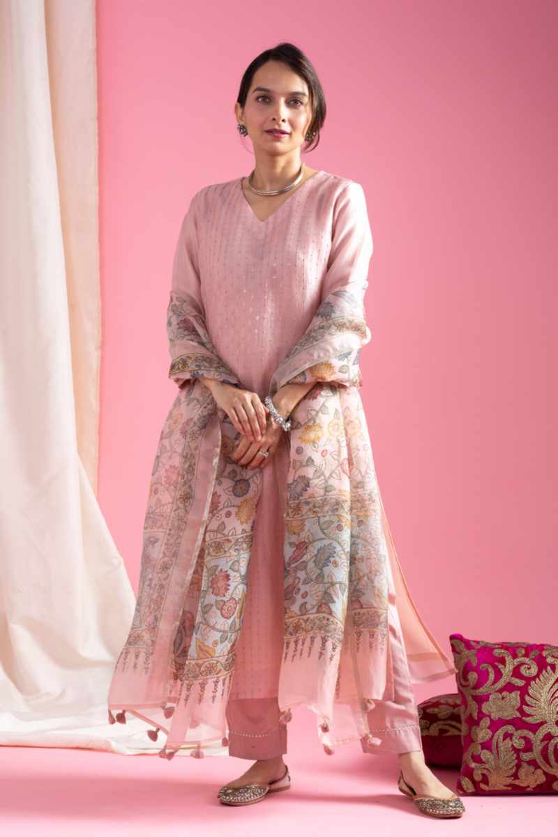 Image for Kusvaa Ws1046 Yarima Chanderi Complete Suit Set Side