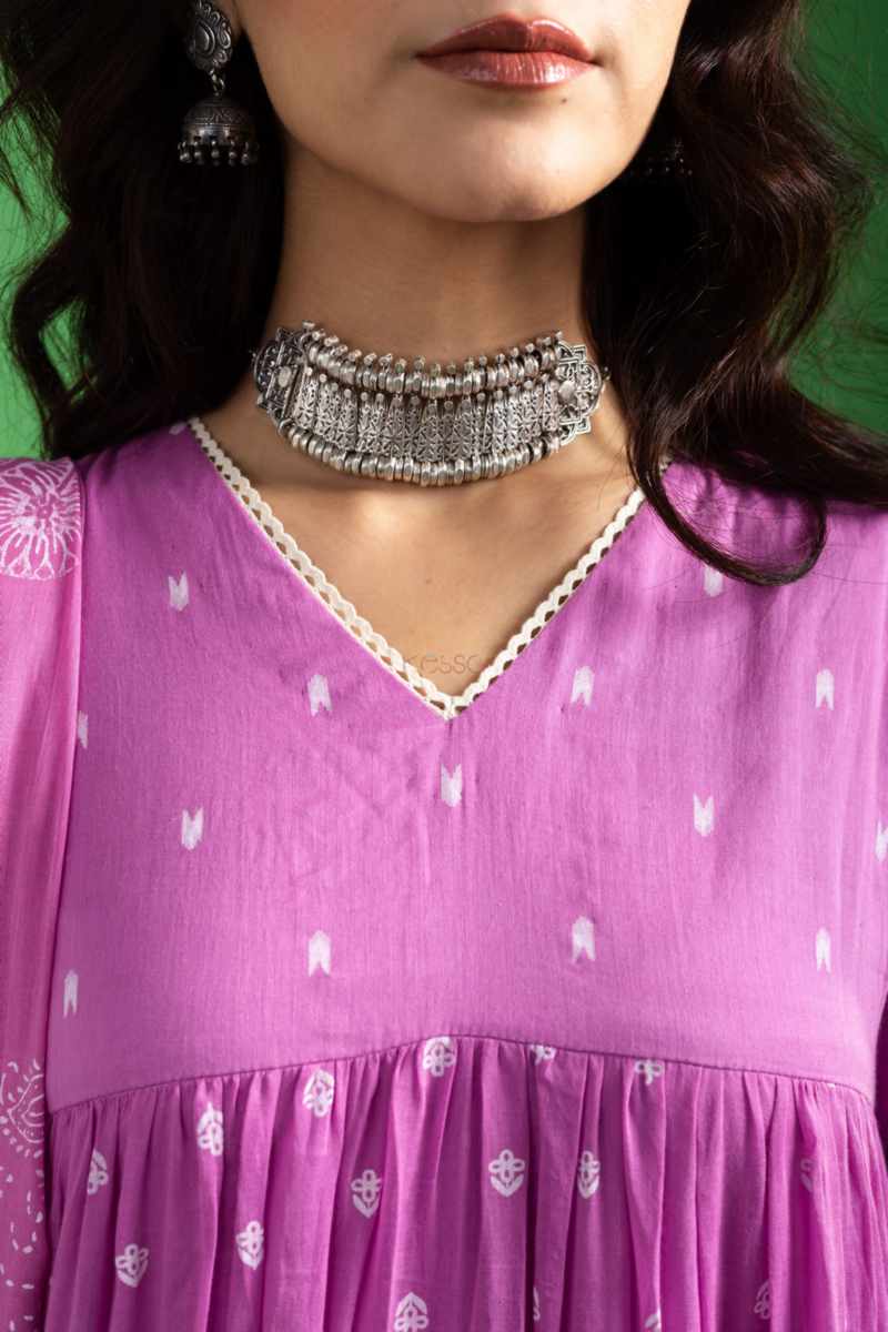 Image for Kusvaa Ws1048 Dhruvi Cotton Kalidar Kurta Dupatta Set Closeup