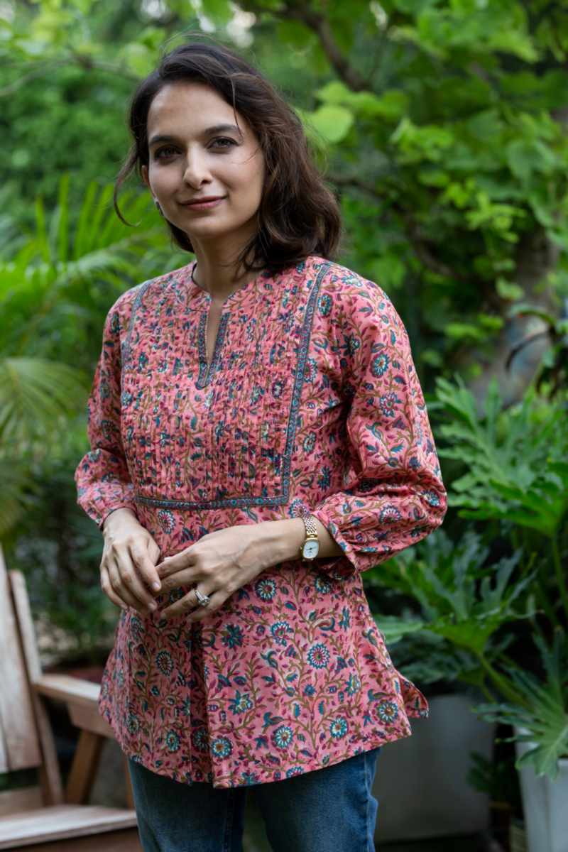 Image for Kusvaa Wsr400 Anila Cotton Jaal Print Short Top Featured
