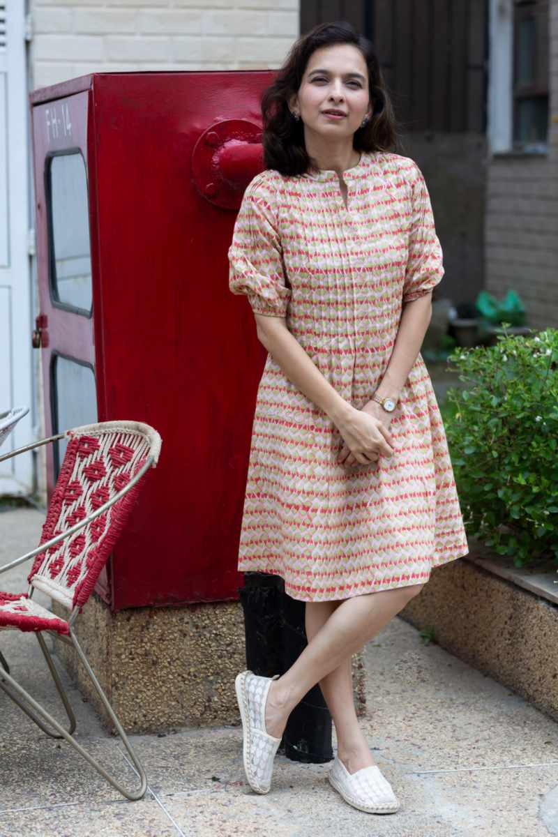 Image for Kusvaa Wsr402 Bhargavi Cotton Handblock Dress Front