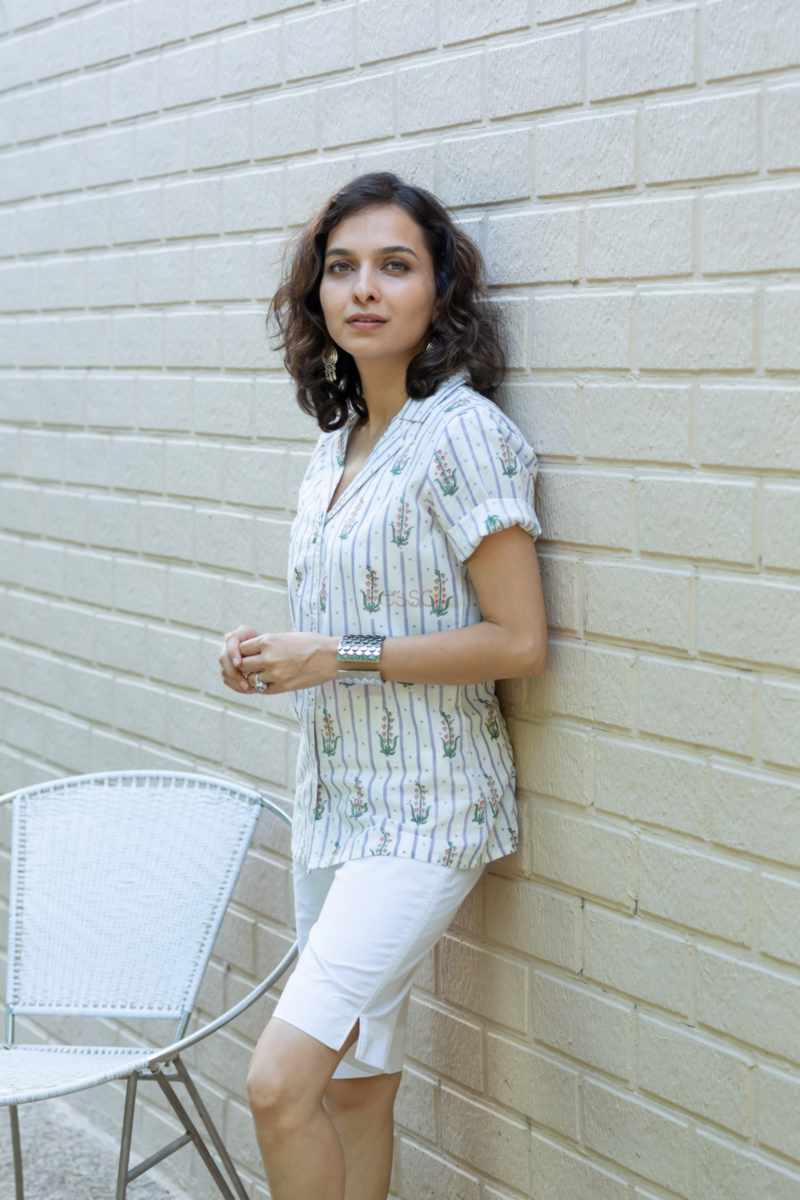 Image for Kusvaa Bpr41 Shaila Handblock Cotton Shirt Side