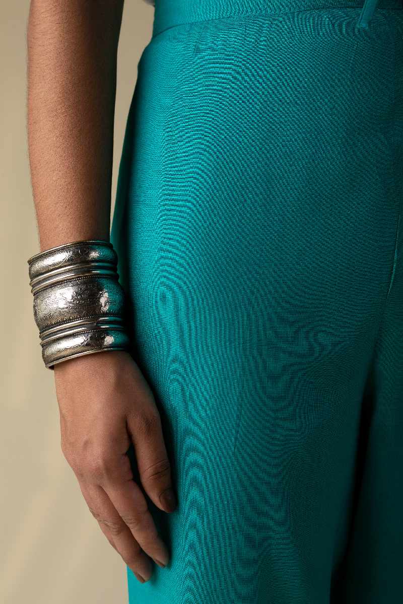 Image for Kusvaa Vcp01 Slub Silk Pants Ramagreen Front New