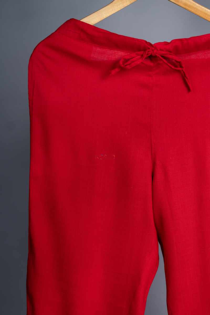 Image for Kusvaa Vcp01 Slub Silk Pants Red Front New