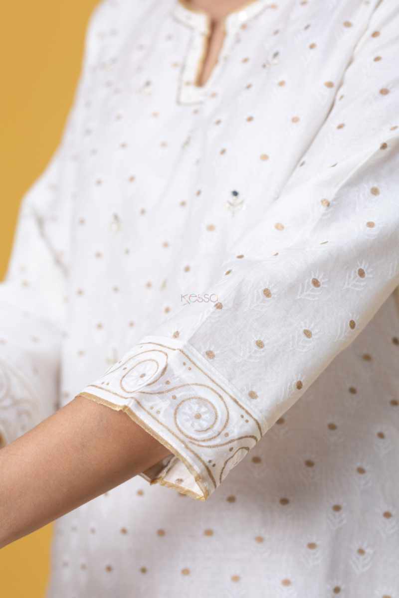 Image for Kusvaa Vcr226 Bhanu Chanderi Silk Kurta Dupatta Set Closeup 2