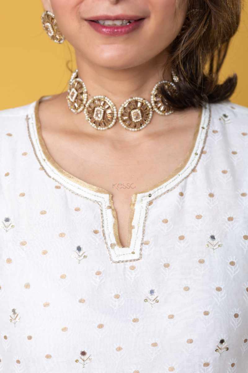 Image for Kusvaa Vcr226 Bhanu Chanderi Silk Kurta Dupatta Set Closeup