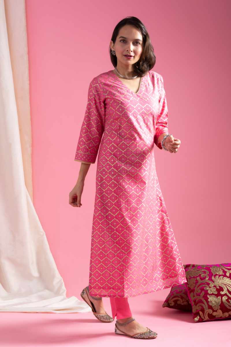 Image for Kusvaa Vcr227 Aaratrika Chanderi Silk Kurta Side