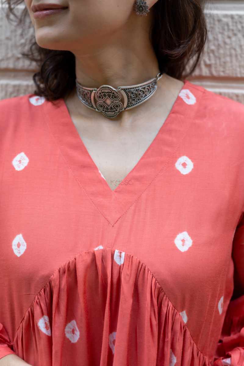 Image for Kusvaa Ws1057 Sanika Muslin A Line Dress Closeup