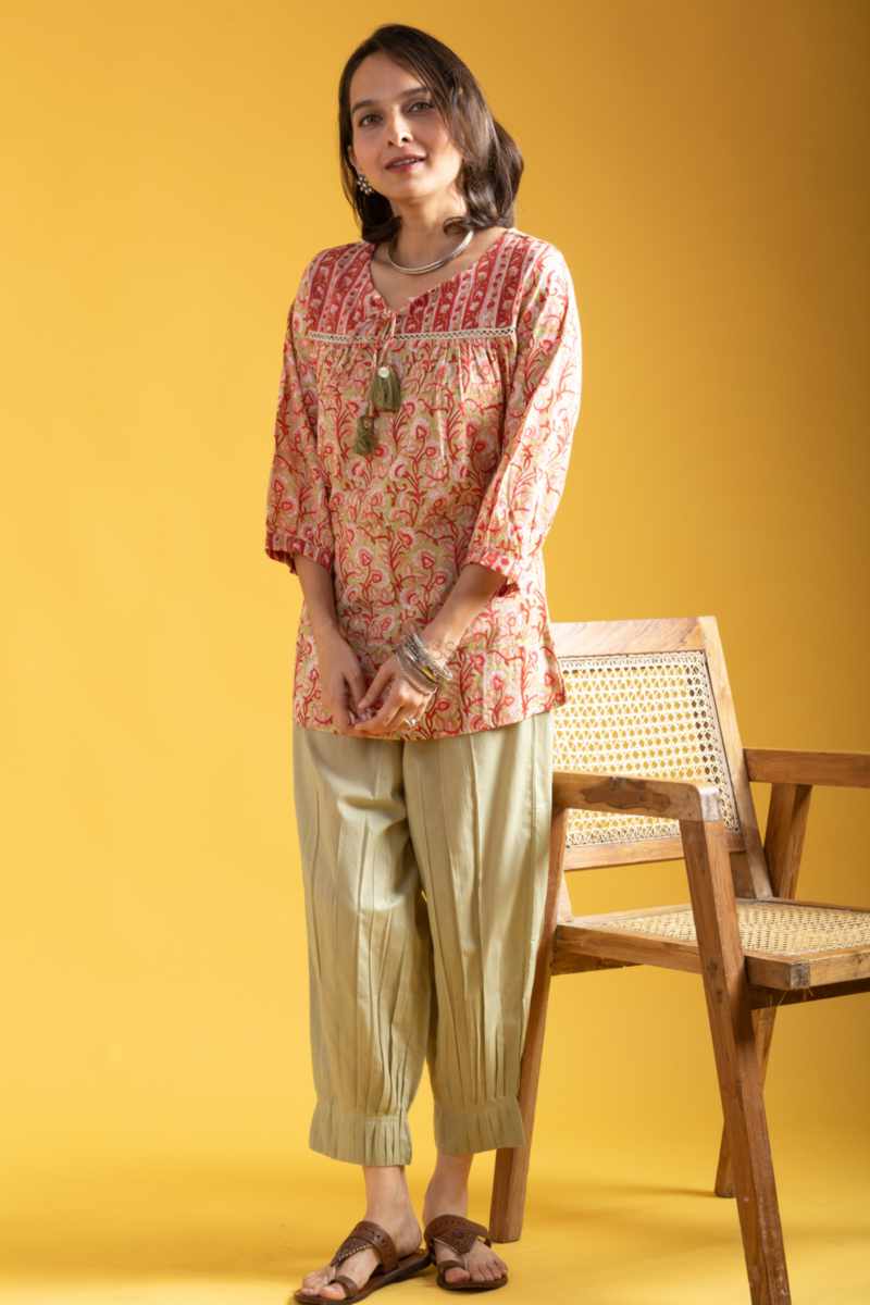 Image for Kusvaa Wsr406 Charvi Handblock Cotton Short Top Front