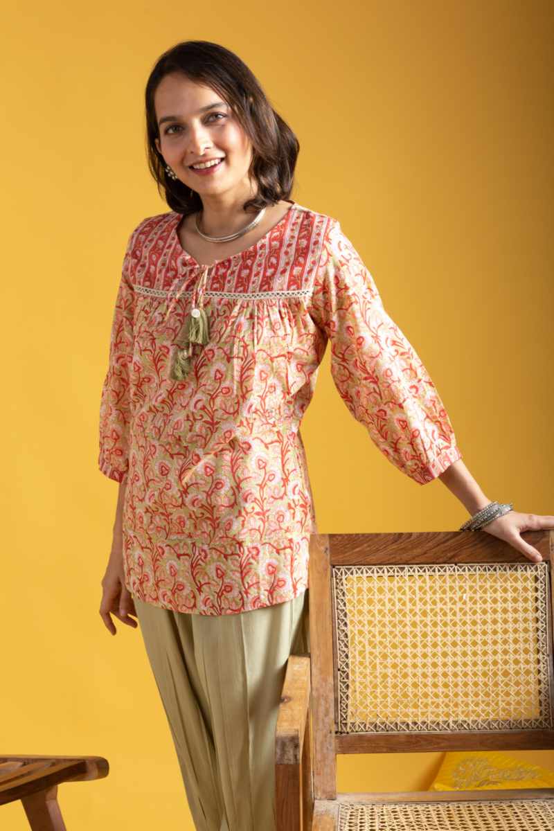 Image for Kusvaa Wsr406 Charvi Handblock Cotton Short Top Side