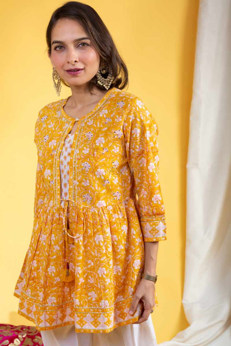 Image for Kusvaa Wsr416 Diyaa Handblock Cotton Short Top Featured