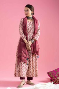 Image for Kusvaa Wsr417 Swara Cotton Kalidar Kurta Dupatta Set Featured