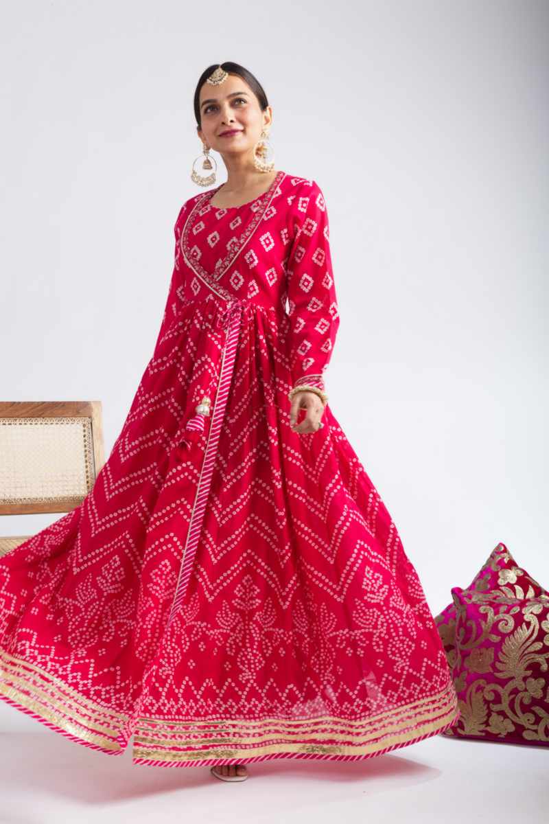 Image for Kusvaa Avdaf268 Ekatara Cotton Bandhini Print Kurta Front