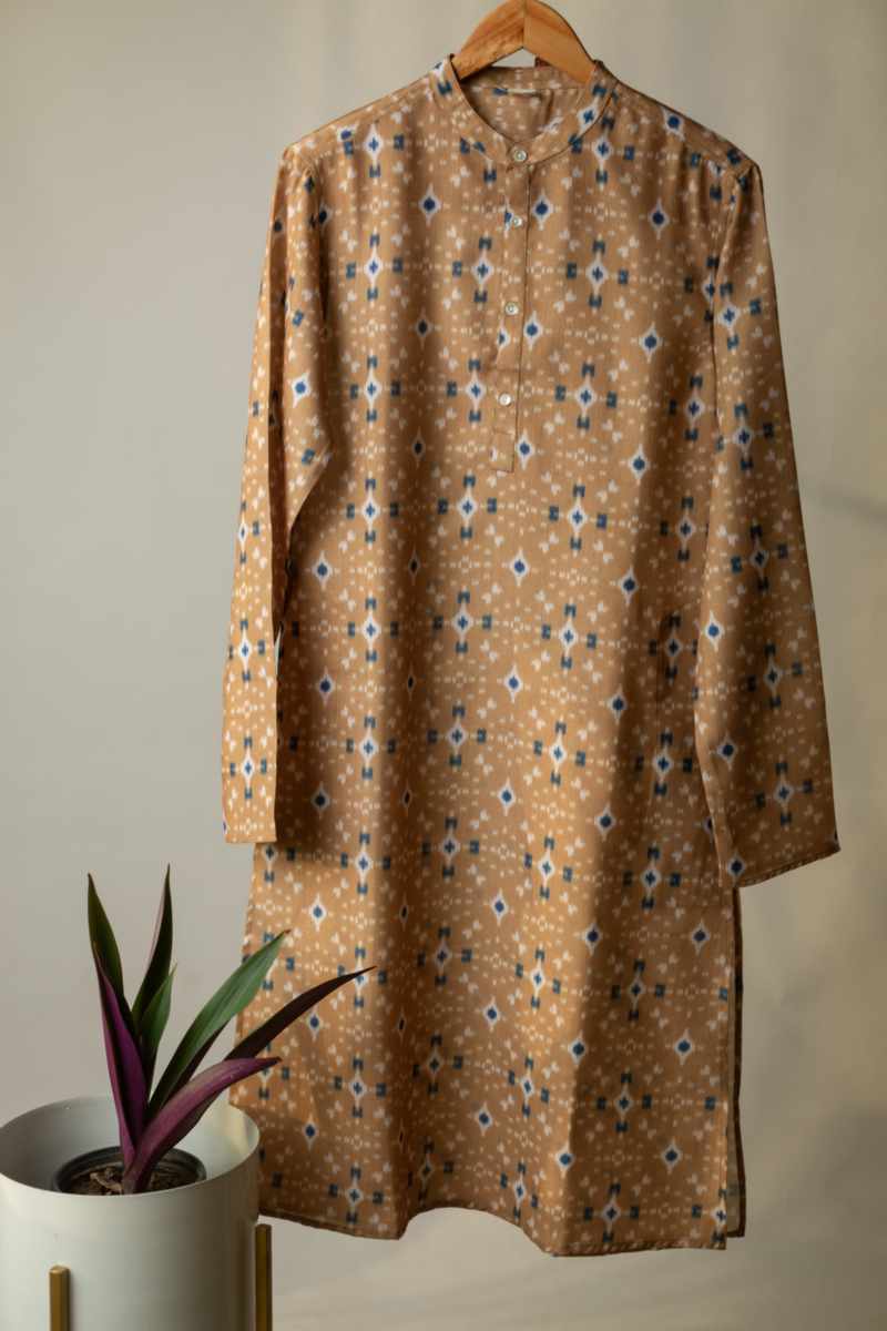 Image for Kusvaa Bpr47 Sarvin Men's Ikkat Print Kurta Front