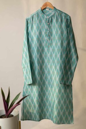 Image for Kusvaa Bpr49 Avneesh Men's Ikkat Print Kurta Front