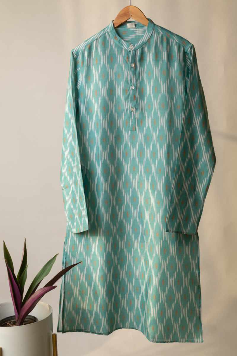 Image for Kusvaa Bpr49 Avneesh Men's Ikkat Print Kurta Front