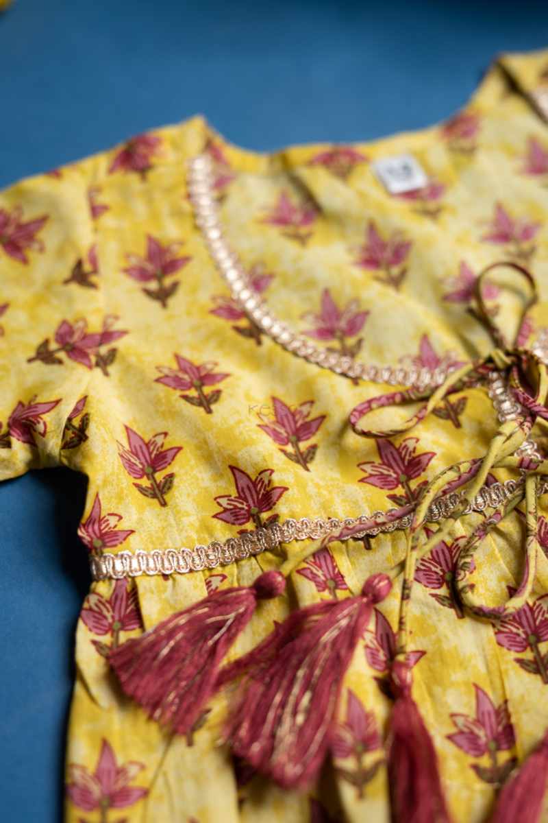 Image for Kusvaa Mbe100 Dharmishta Girls Kurta With Jacket And Sharara Set Closeup