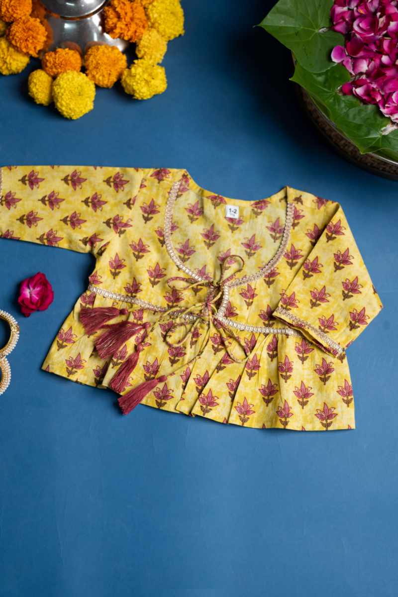 Image for Kusvaa Mbe100 Dharmishta Girls Kurta With Jacket And Sharara Set Side