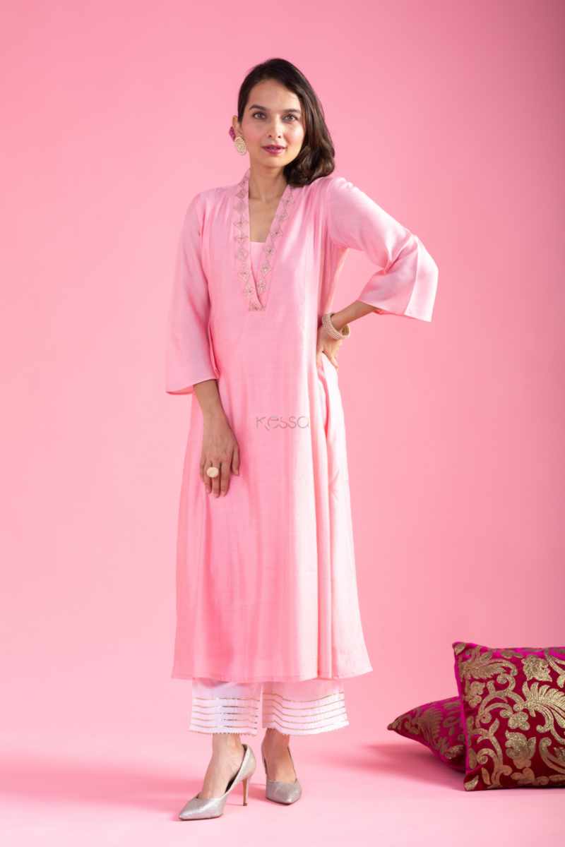 Image for Kusvaa Vcr228 Liliane Chanderi A Linet Kurta Side