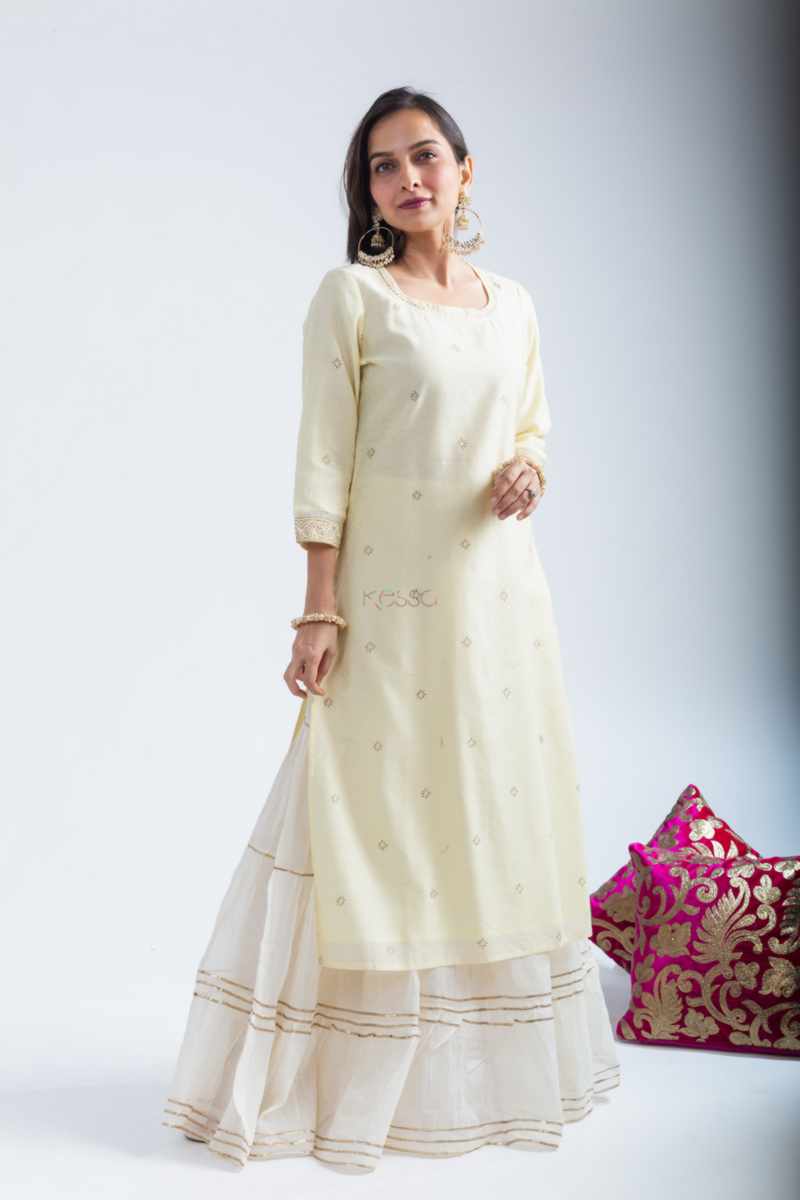 Image for Kusvaa Vcr230 Livroop Chanderi Straight Kurta Front