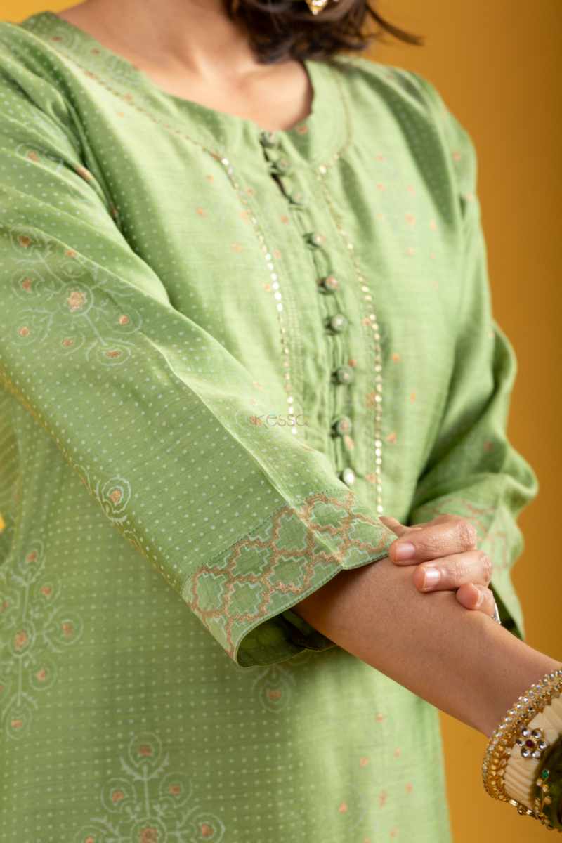 Image for Kusvaa Vcr237 Mehlaka Chanderi Kurta Dupatta Set Closeup 2